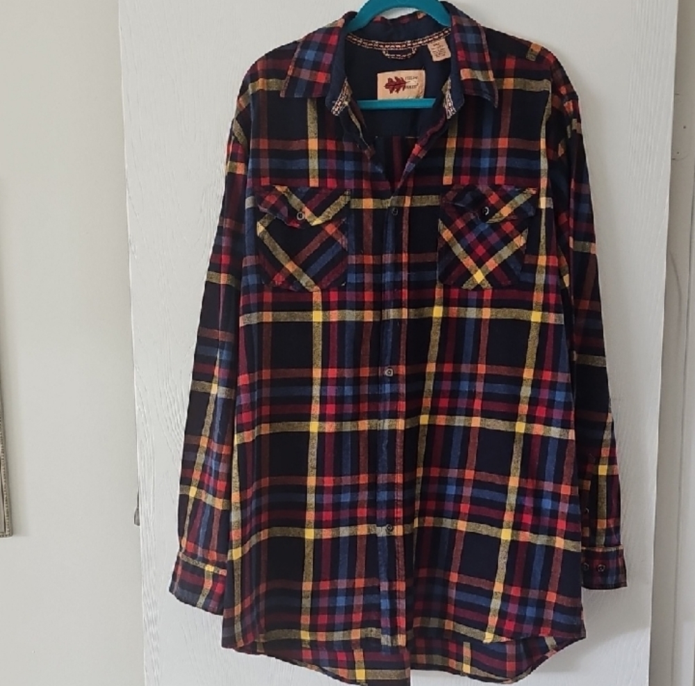 Men's Plaid Button-Down Shirt - Red, Blue, Yellow